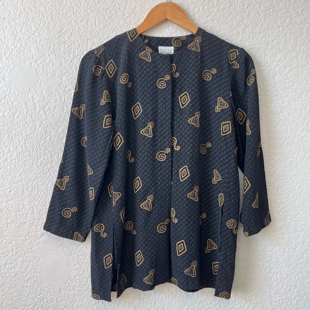 🖤✨VTG 90s R&M Richards Gold Geometric Blouse Blazer✨🖤
